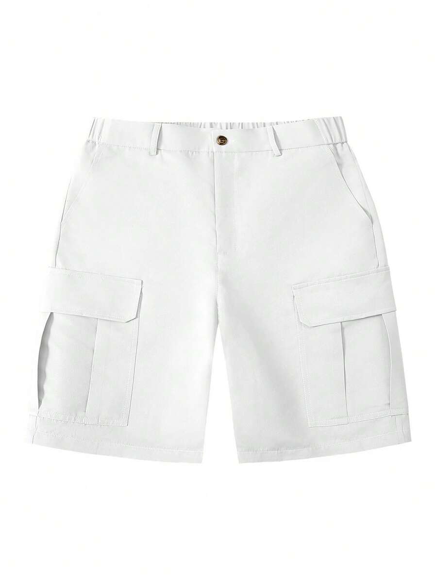 Short cargo homme à poches à rabat - Blanc