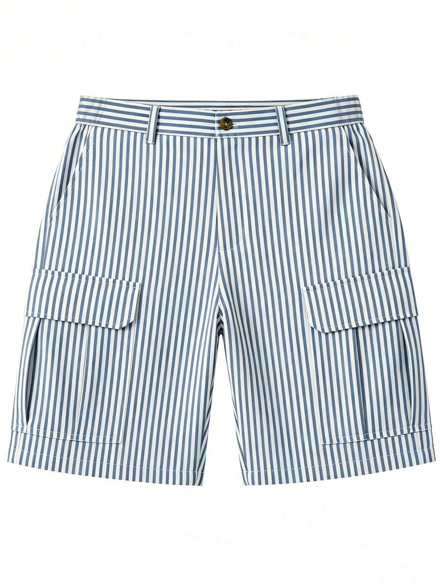 Short cargo homme à poches à rabat - Bleu clair