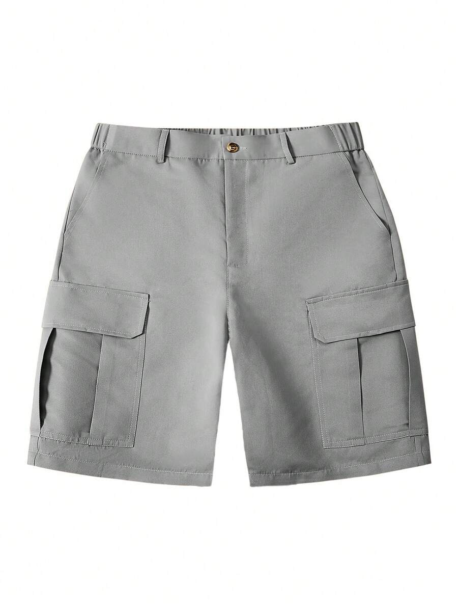 Short cargo homme à poches à rabat - Gris clair