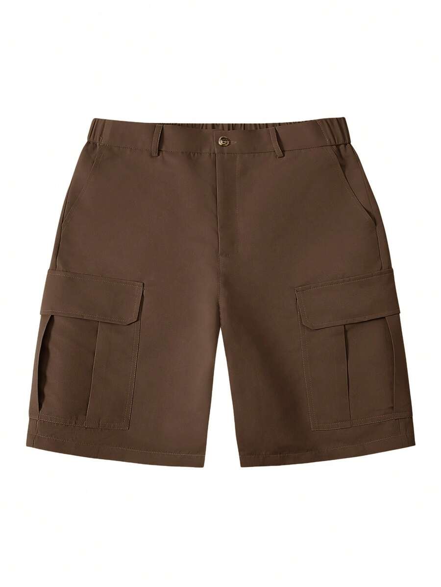 Short cargo homme à poches à rabat - Marron café