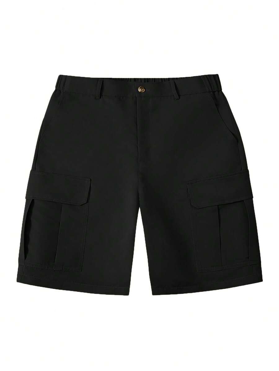 Short cargo homme à poches à rabat - Noir
