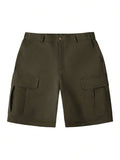 Short cargo homme à poches à rabat - Vert militaire