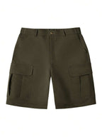 Short cargo homme à poches à rabat - Vert militaire