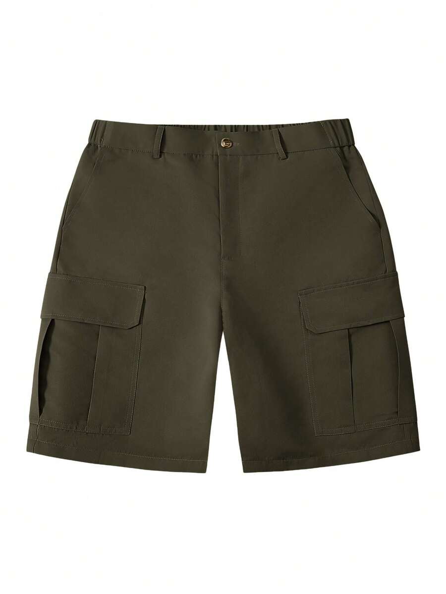 Short cargo homme à poches à rabat - Vert militaire