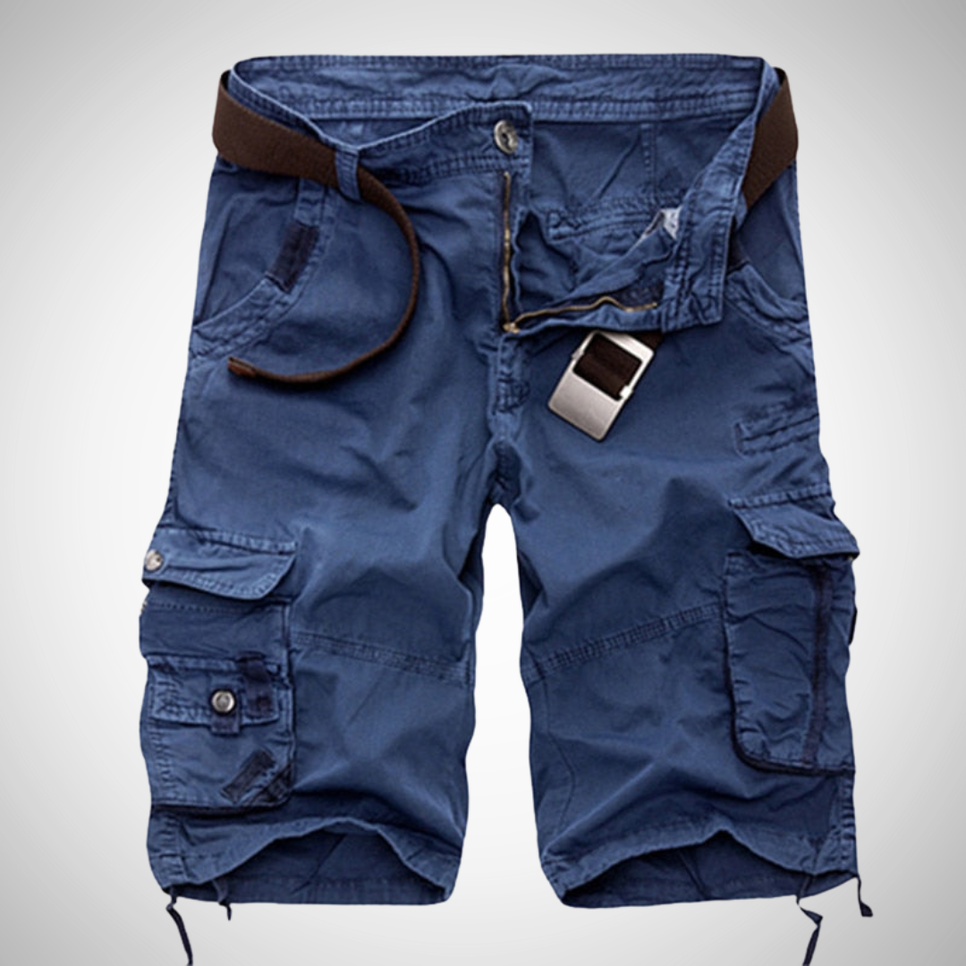 Short cargo homme – Bermuda multi-poches avec ceinture incluse - Bleu