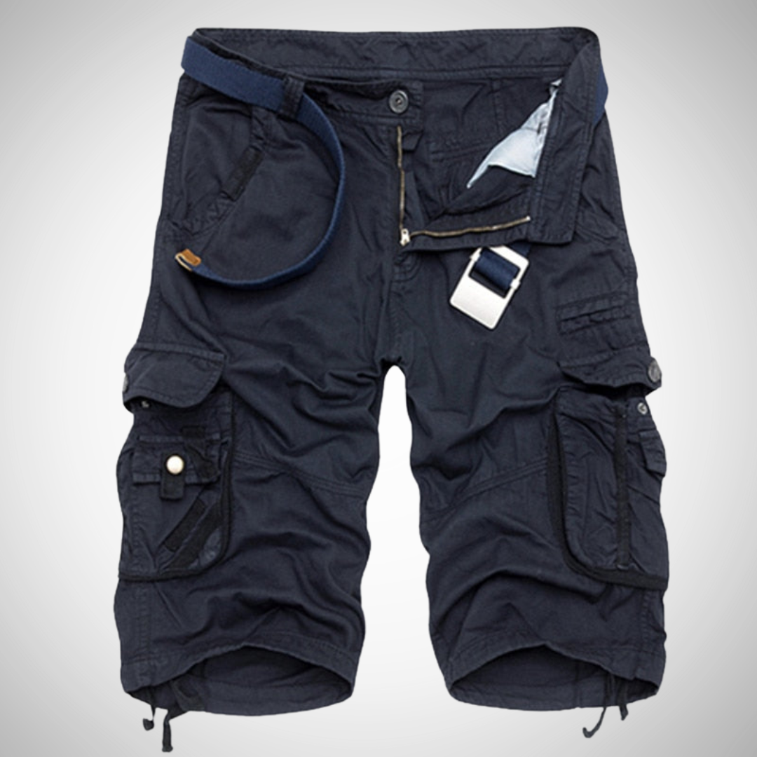 Short cargo homme – Bermuda multi-poches avec ceinture incluse - Bleu foncé