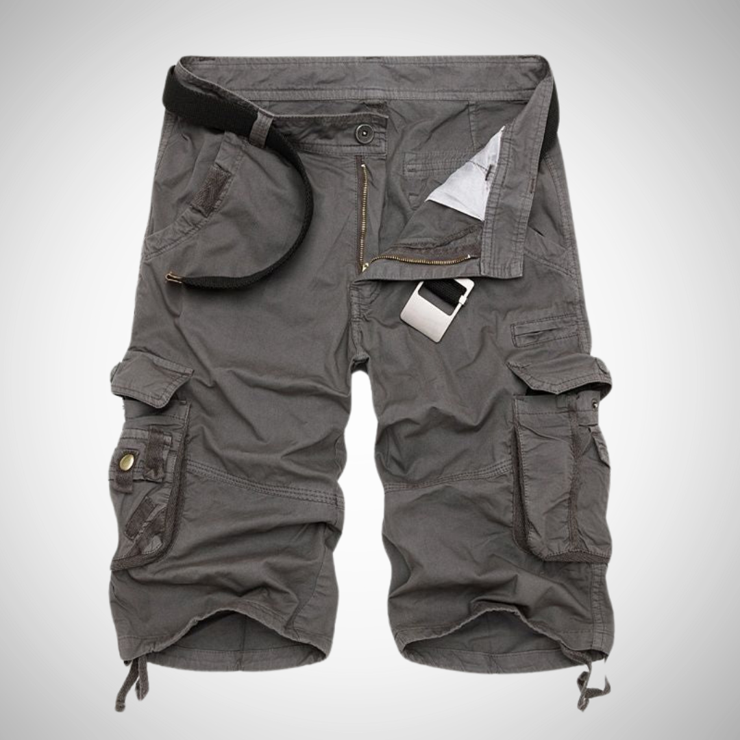 Short cargo homme – Bermuda multi-poches avec ceinture incluse - Gris