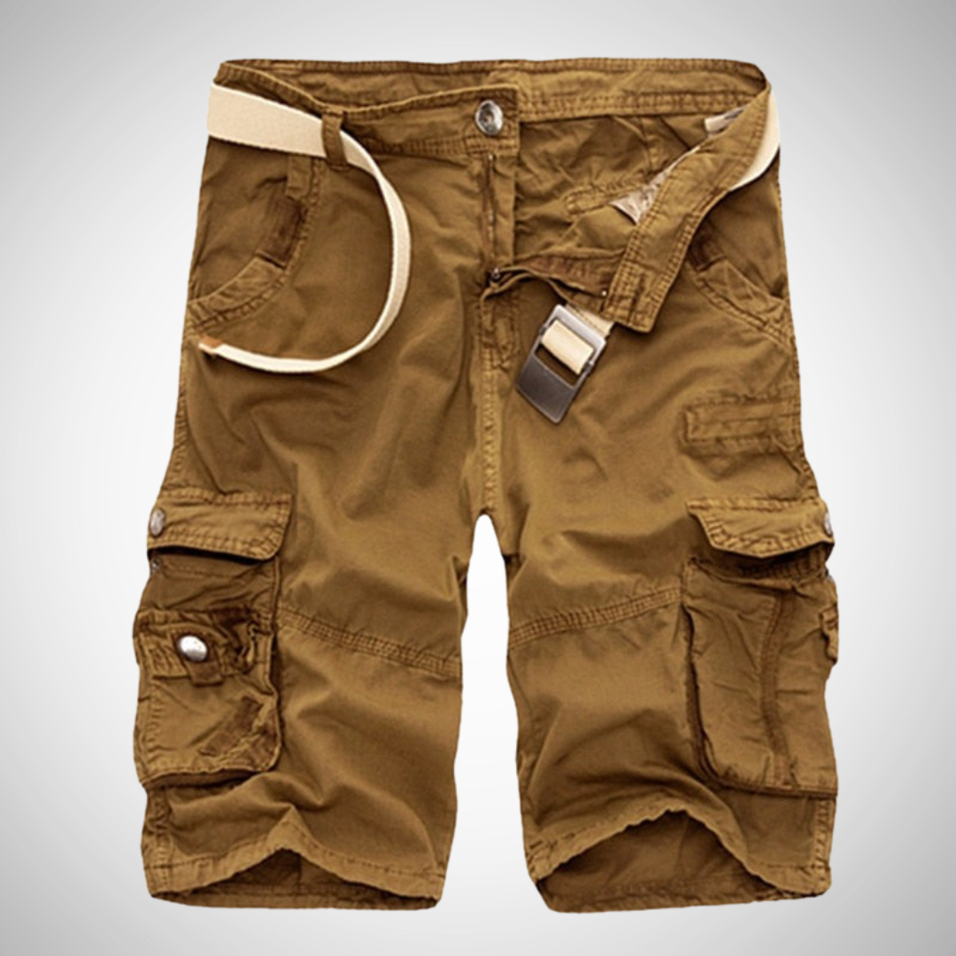 Short cargo homme – Bermuda multi-poches avec ceinture incluse - Jaune foncé