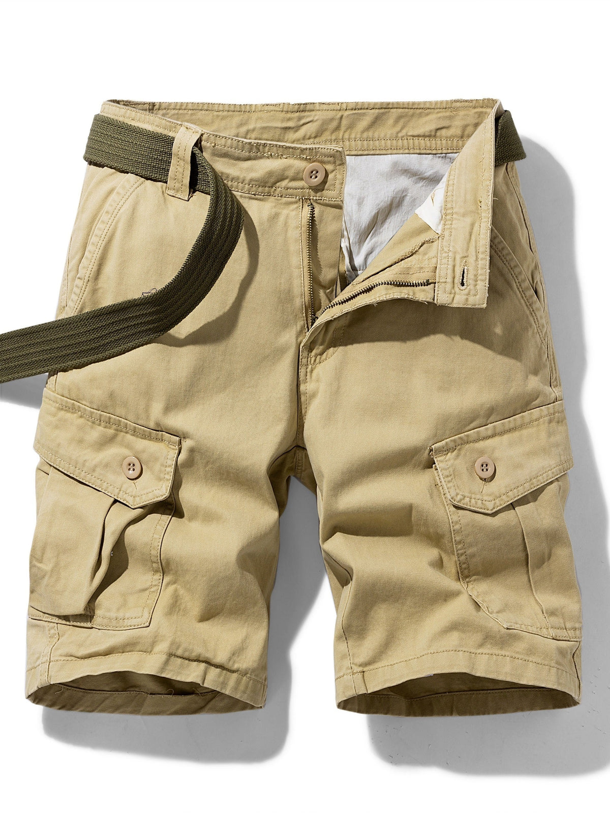 Short cargo homme ceinture intégrée - Kaki