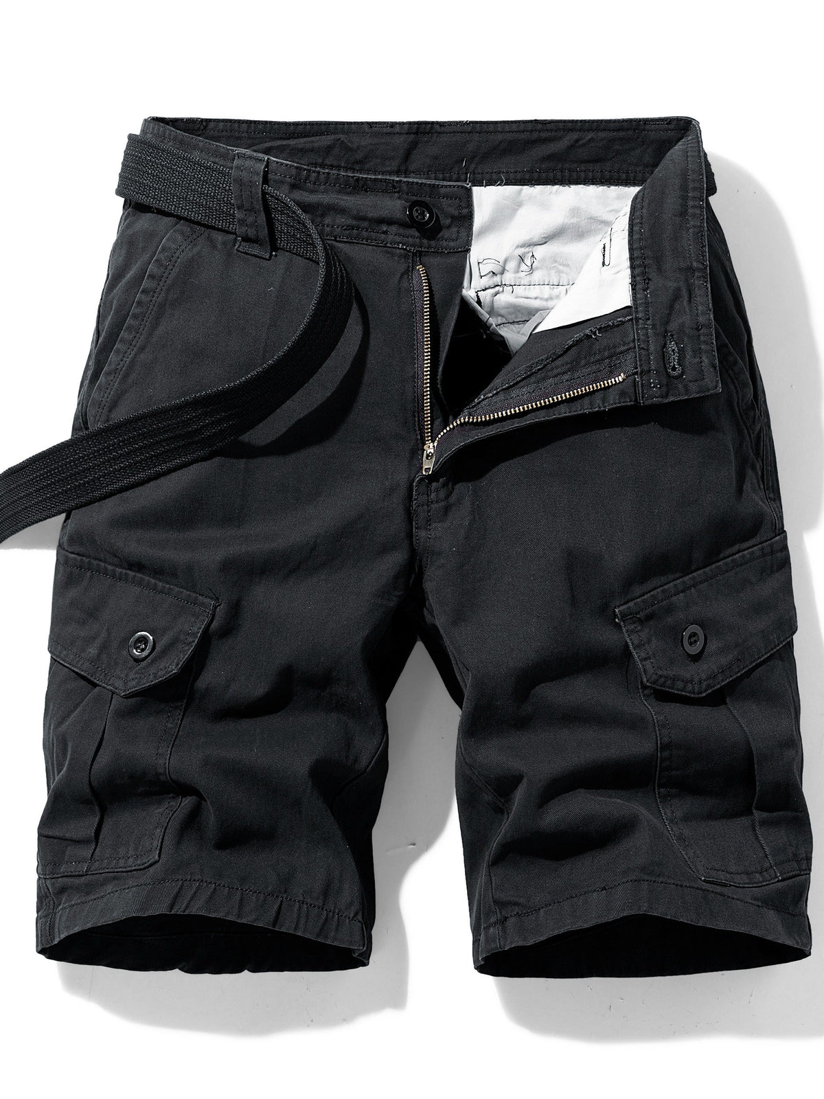 Short cargo homme ceinture intégrée - Noir