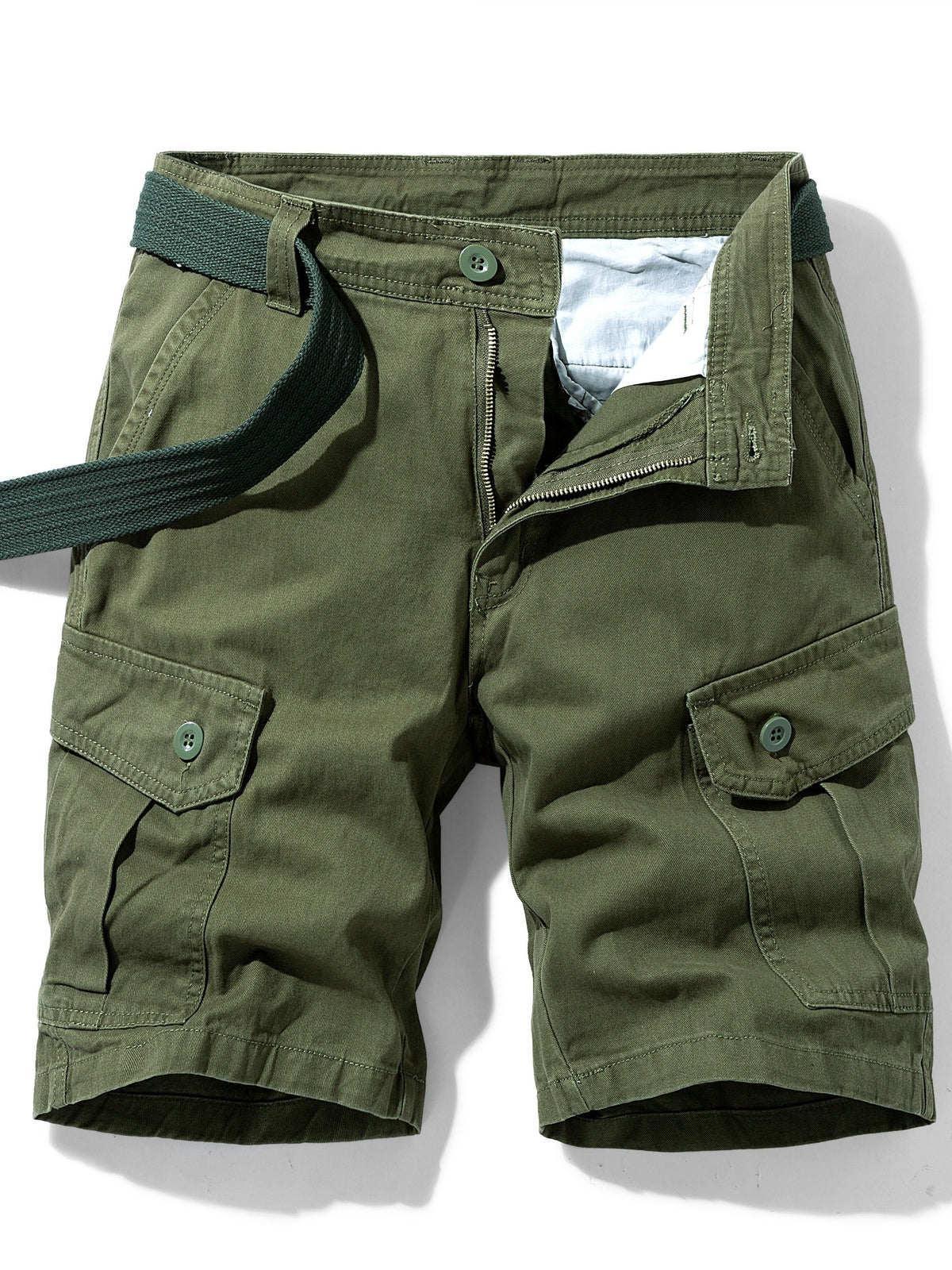 Short cargo homme ceinture intégrée - Vert armée