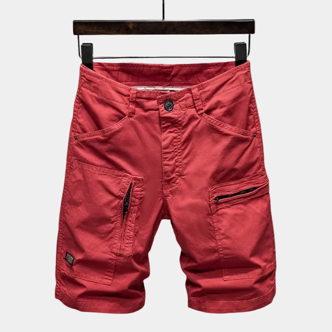 Short cargo homme zippé - Rouge