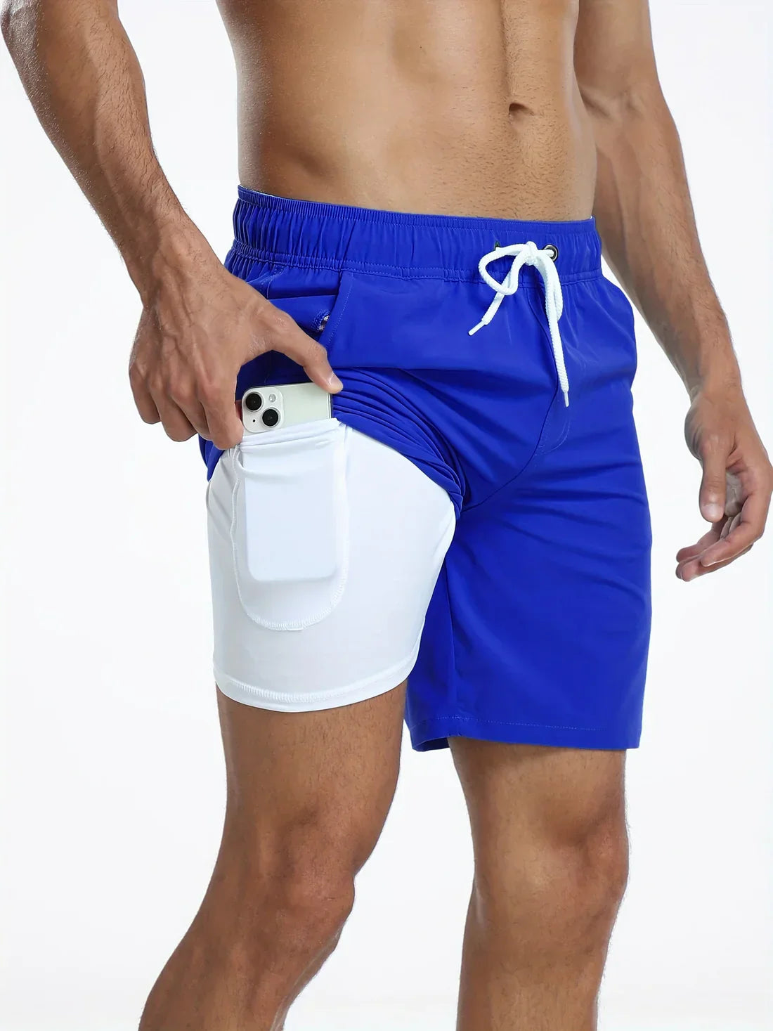 Short de bain athlétique à séchage rapide pour hommes - Bleu foncé