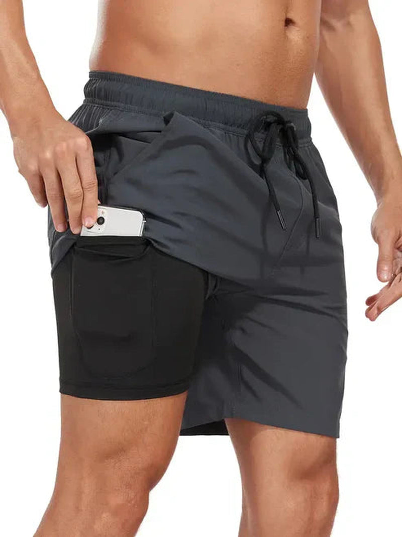 Short de bain athlétique à séchage rapide pour hommes - Gris foncé