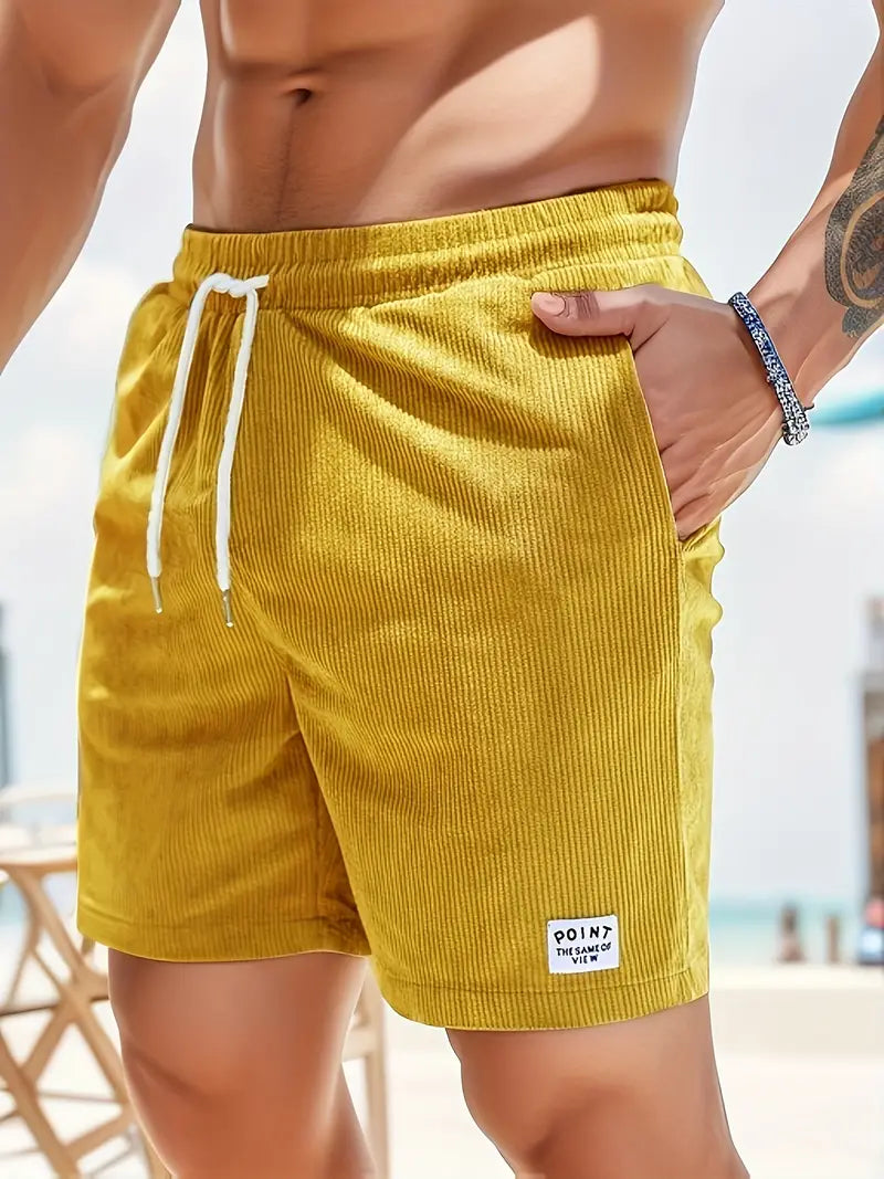 Short de bain homme à cordon - Jaune