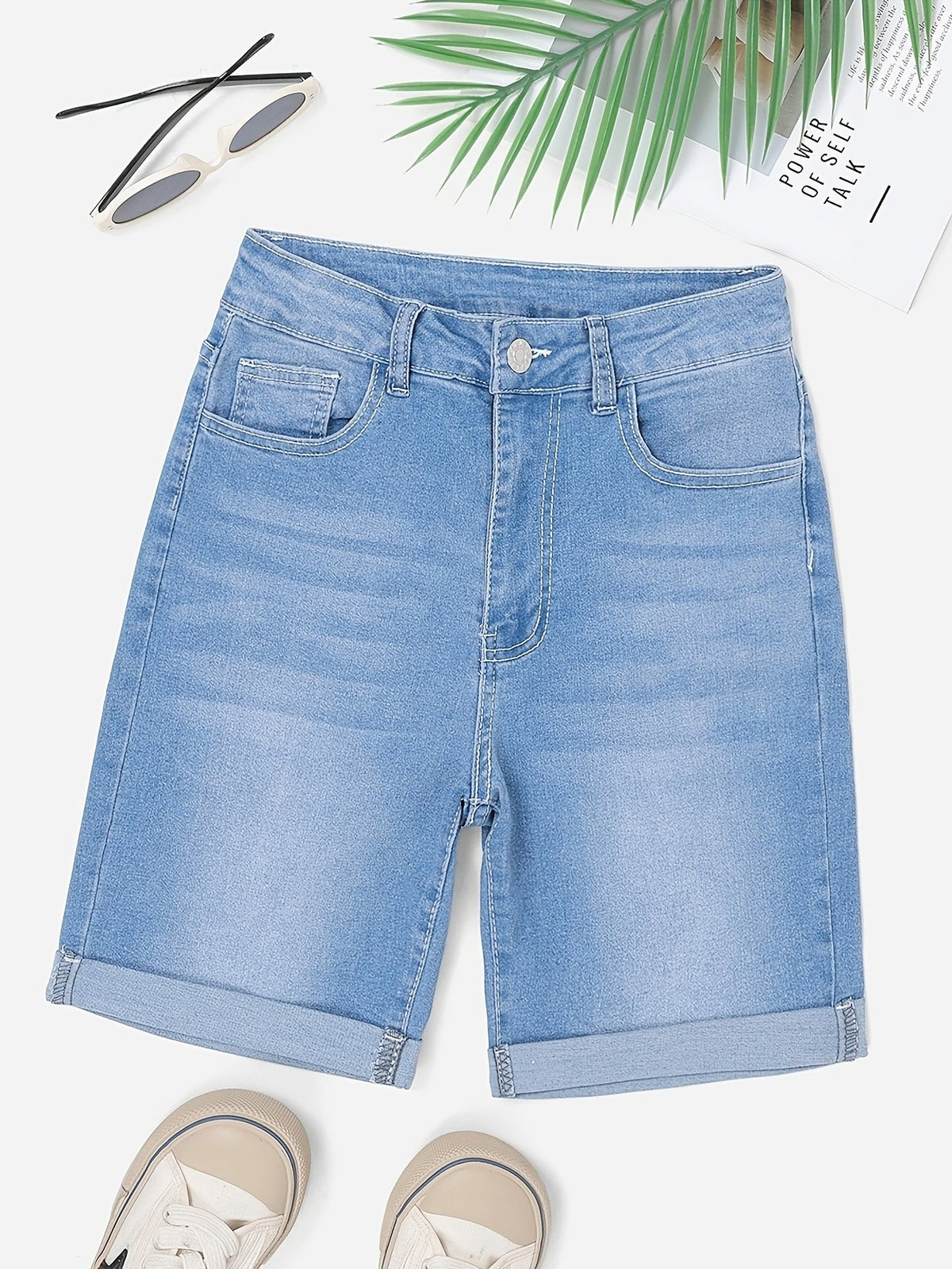 Short en jean homme taille haute - Bleu clair