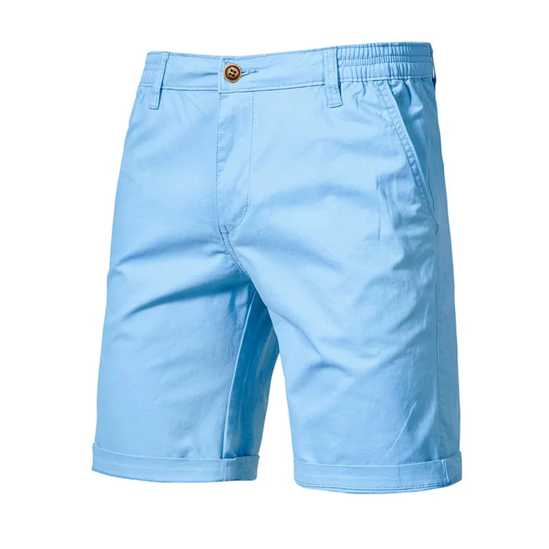 Short homme à taille partiellement élastiquée - Bleu clair