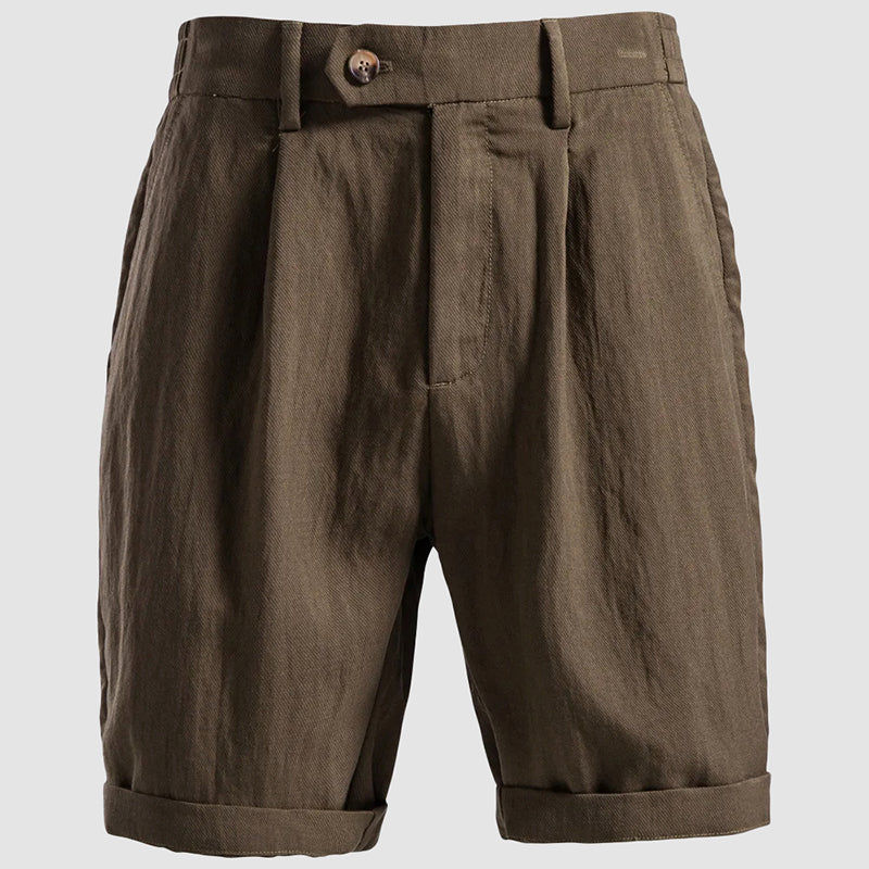 Short homme chino plissé - Marron