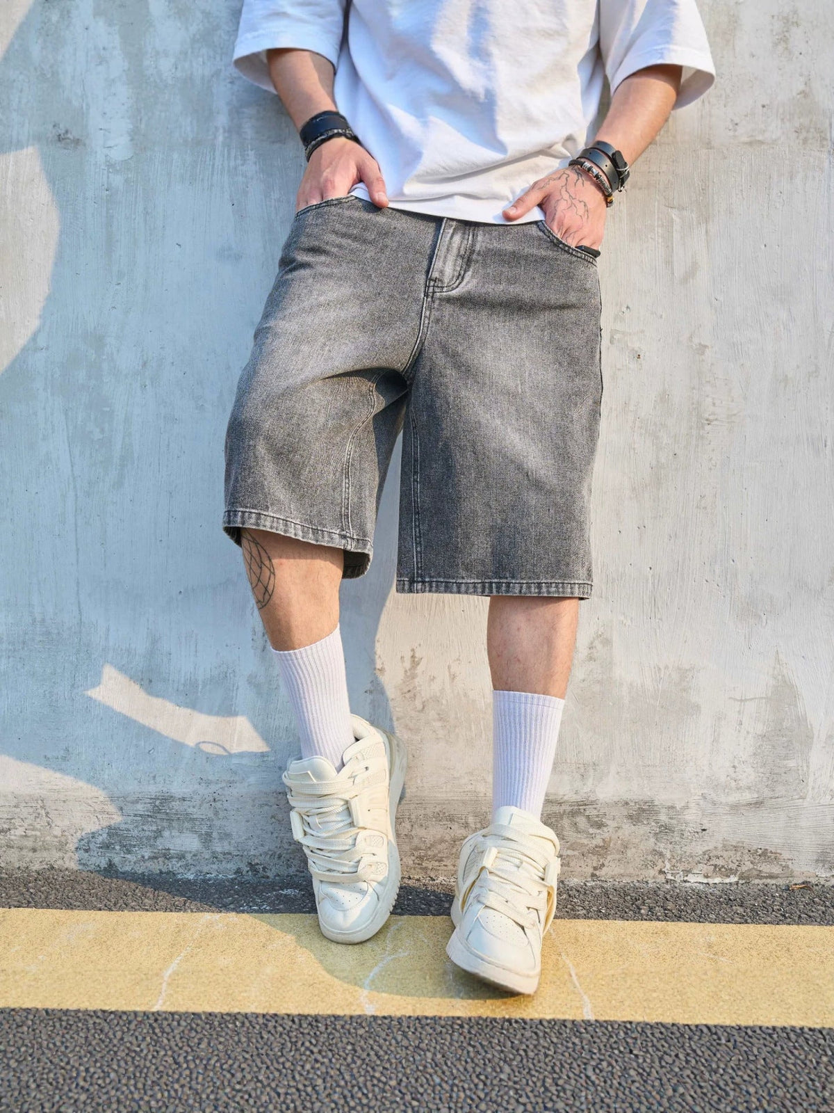 Short homme délavé - Gris