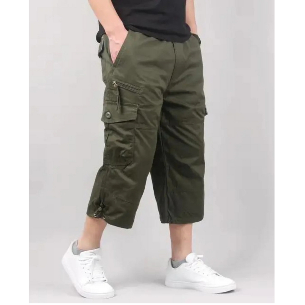 Short Homme | Léger et Fonctionnel avec Poches - Vert Armée