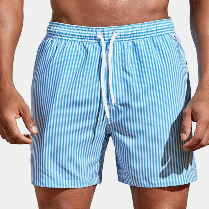 Short homme rayé à cordon - Bleu