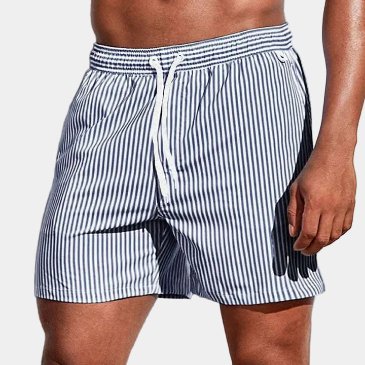 Short homme rayé à cordon - Gris