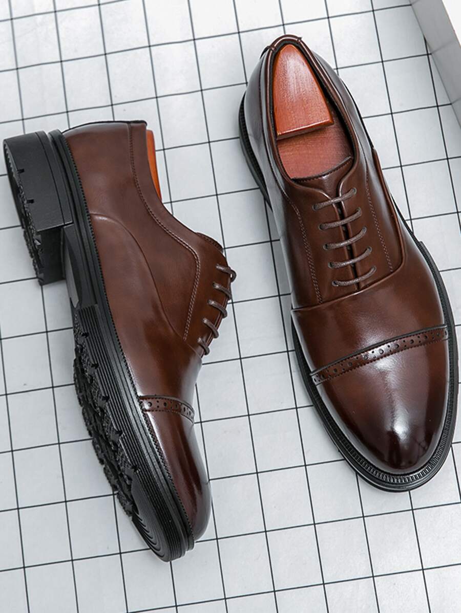 Souliers homme à lacets bout rapporté - Marron