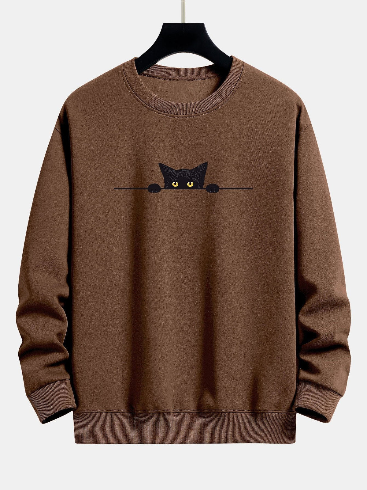 Sweat homme imprimé col rond - Marron