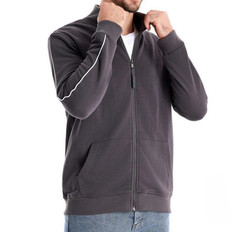 Sweatshirt Décontracté et Chaud pour Hommes – Veste à Col Montant avec Fermeture Éclair et Poches - image 1