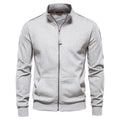 Sweatshirt Décontracté et Chaud pour Hommes – Veste à Col Montant avec Fermeture Éclair et Poches - Gris