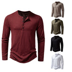 T-shirt Henley Décontracté à Manches Longues Homme – Style Boutonné Moderne - image 1