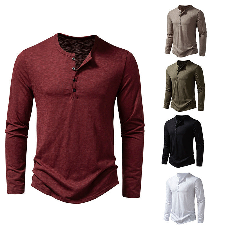 T-shirt Henley Décontracté à Manches Longues Homme – Style Boutonné Moderne - image 1