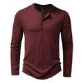 T-shirt Henley décontracté pour homme – Chemise à manches longues élégante - Vin Rouge