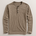 T-shirt Henley Homme en Coton Premium – Manches Longues Style Décontracté - Sable