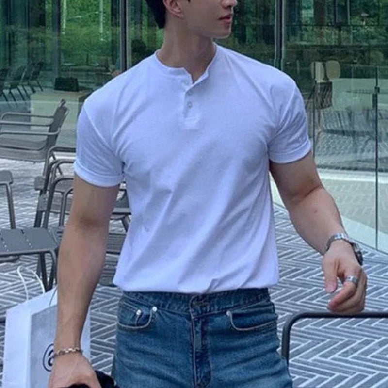 T-shirt homme boutonné - Blanc