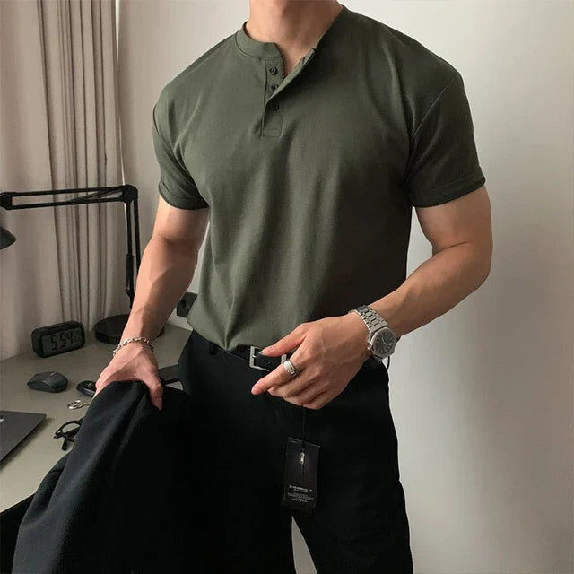 T-shirt homme boutonné - Vert