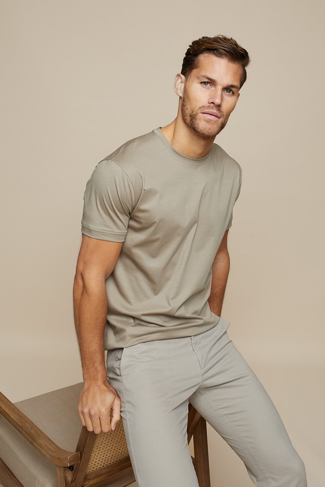 T-shirt homme col rond - Beige