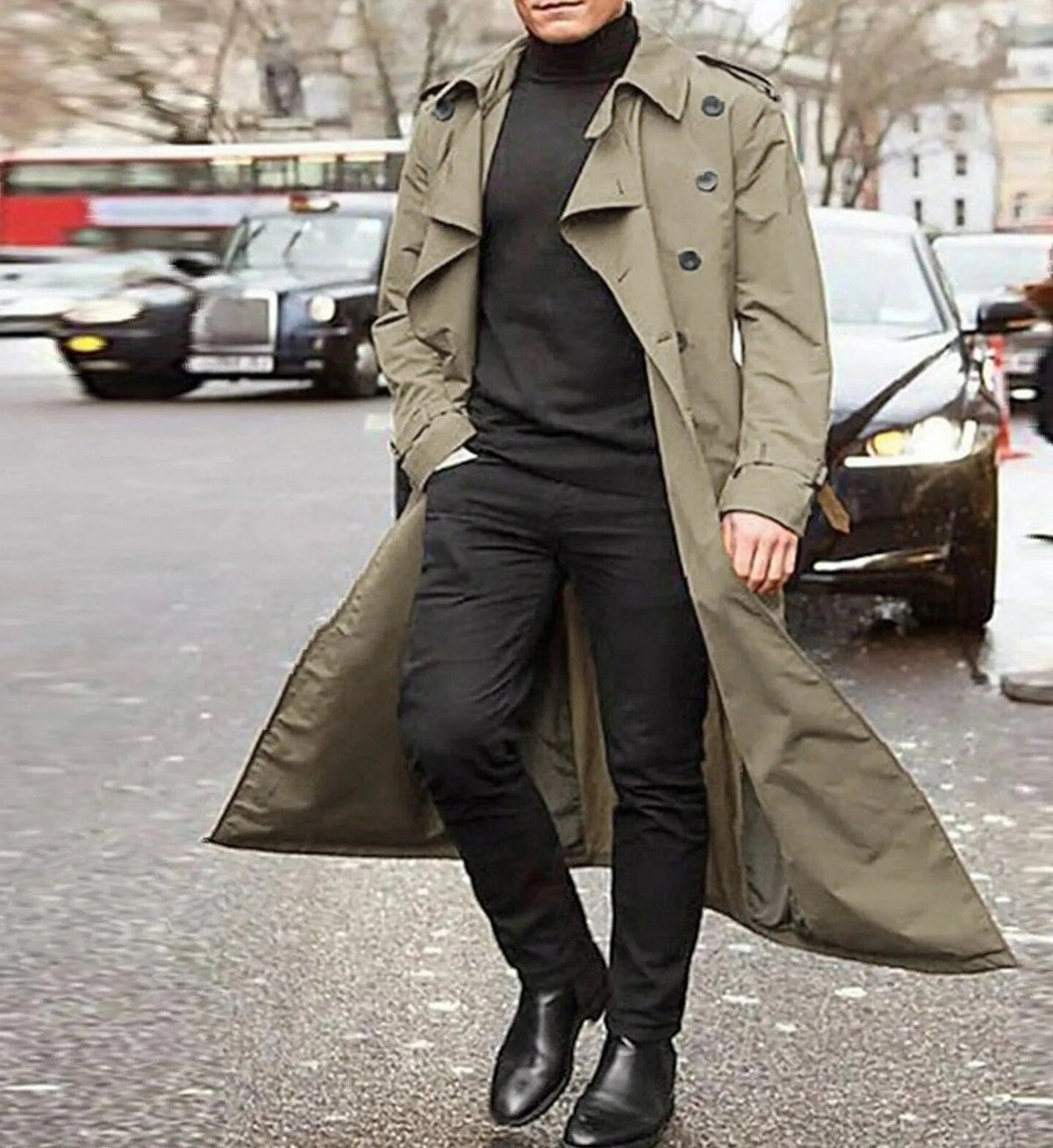 Trench coat décontracté et tendance pour hommes - image 1