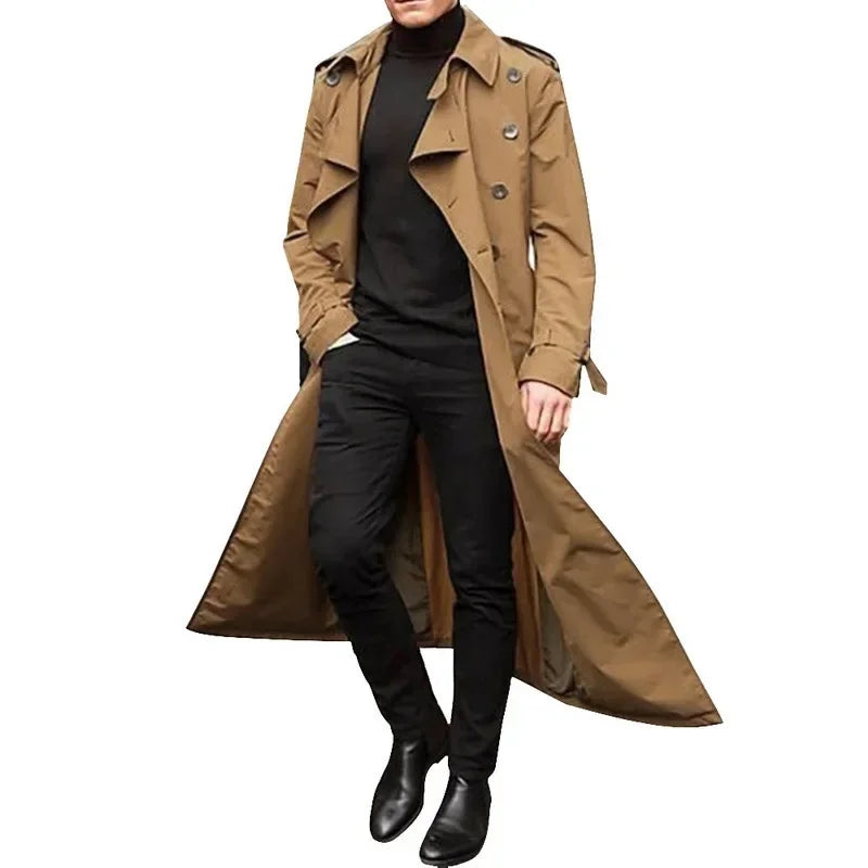 Trench coat décontracté et tendance pour hommes - Kaki