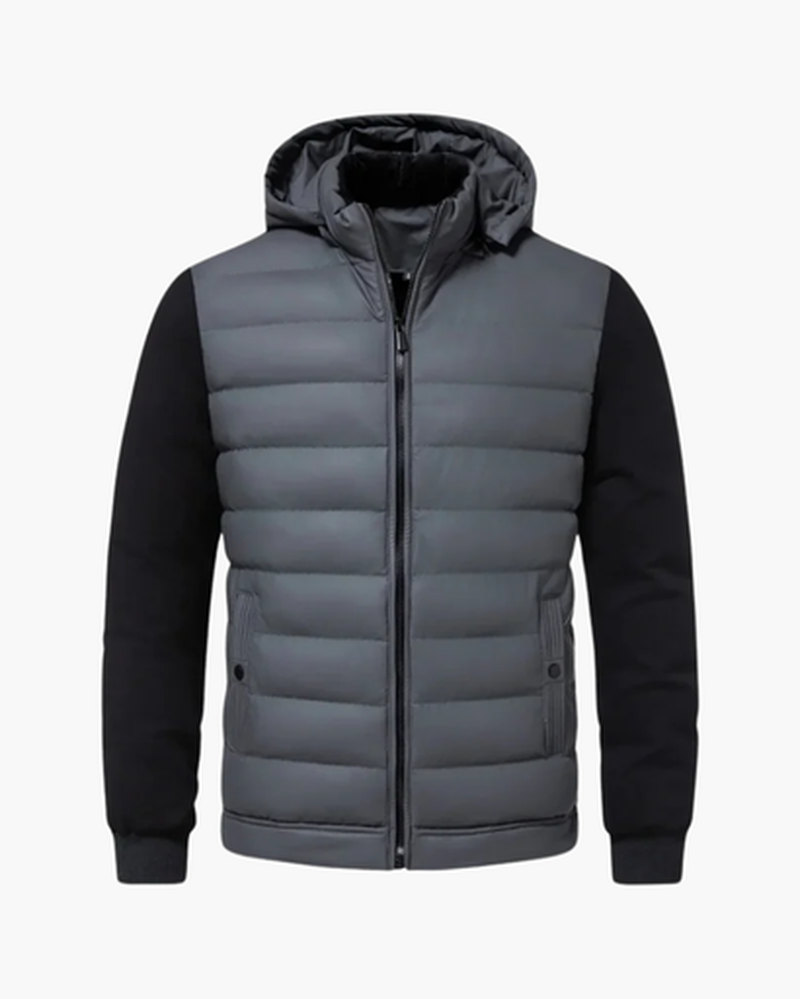 Veste à capuche matelassée pour homme – Style urbain et confort thermique - Gris