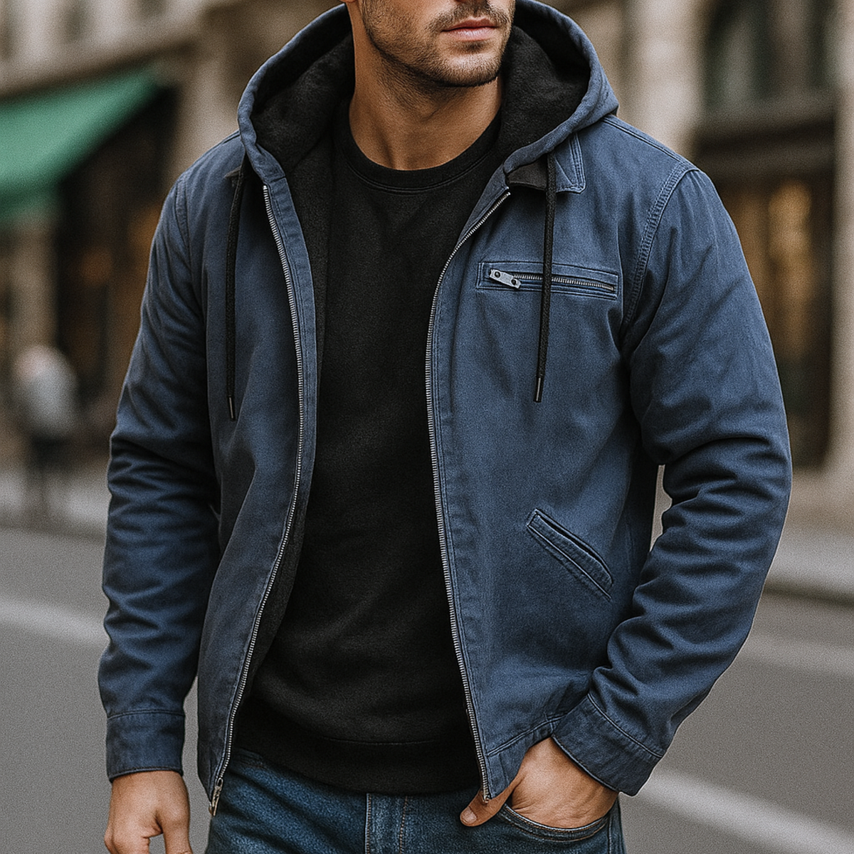 Veste Automne Homme Élégante Zippée avec Capuche – Couche Légère et Stylée - image 1