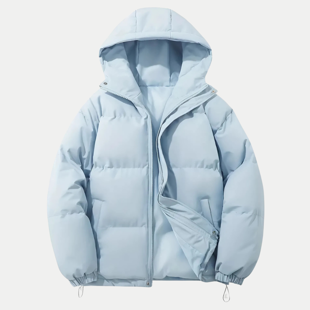 Veste bombardier classique d'hiver pour hommes avec capuche - Bleu clair