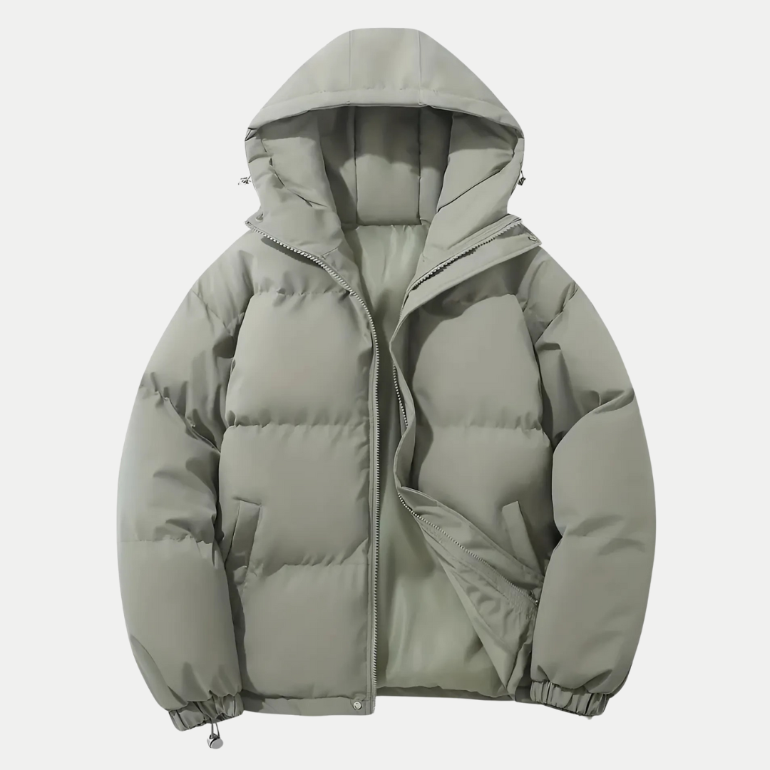 Veste bombardier classique d'hiver pour hommes avec capuche - Gris clair