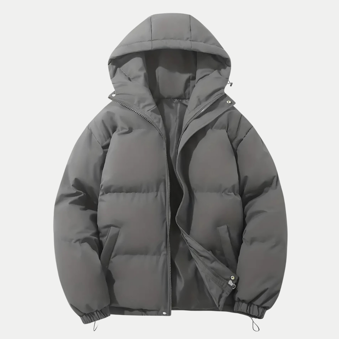Veste bombardier classique d'hiver pour hommes avec capuche - Gris foncé