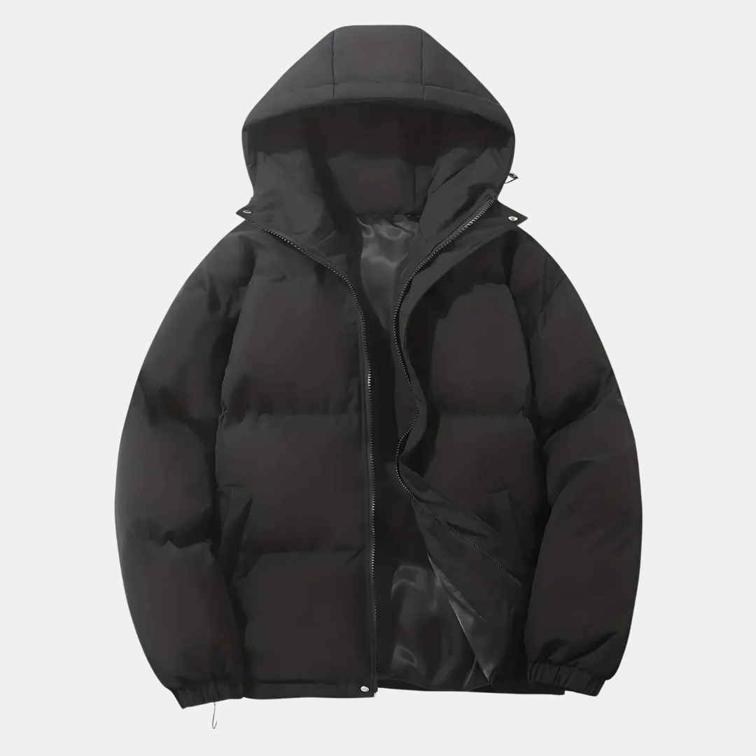 Veste bombardier classique d'hiver pour hommes avec capuche - Noir