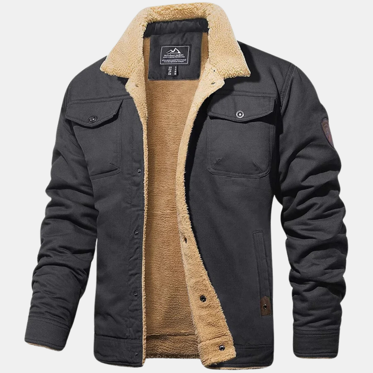 Veste bombardier classique vintage pour homme - Gris foncé