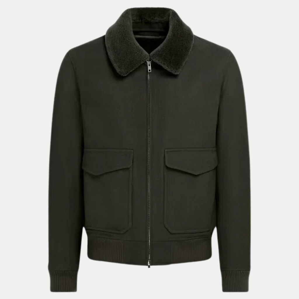Veste bombardier d'hiver chaude pour hommes, vert militaire - image 2