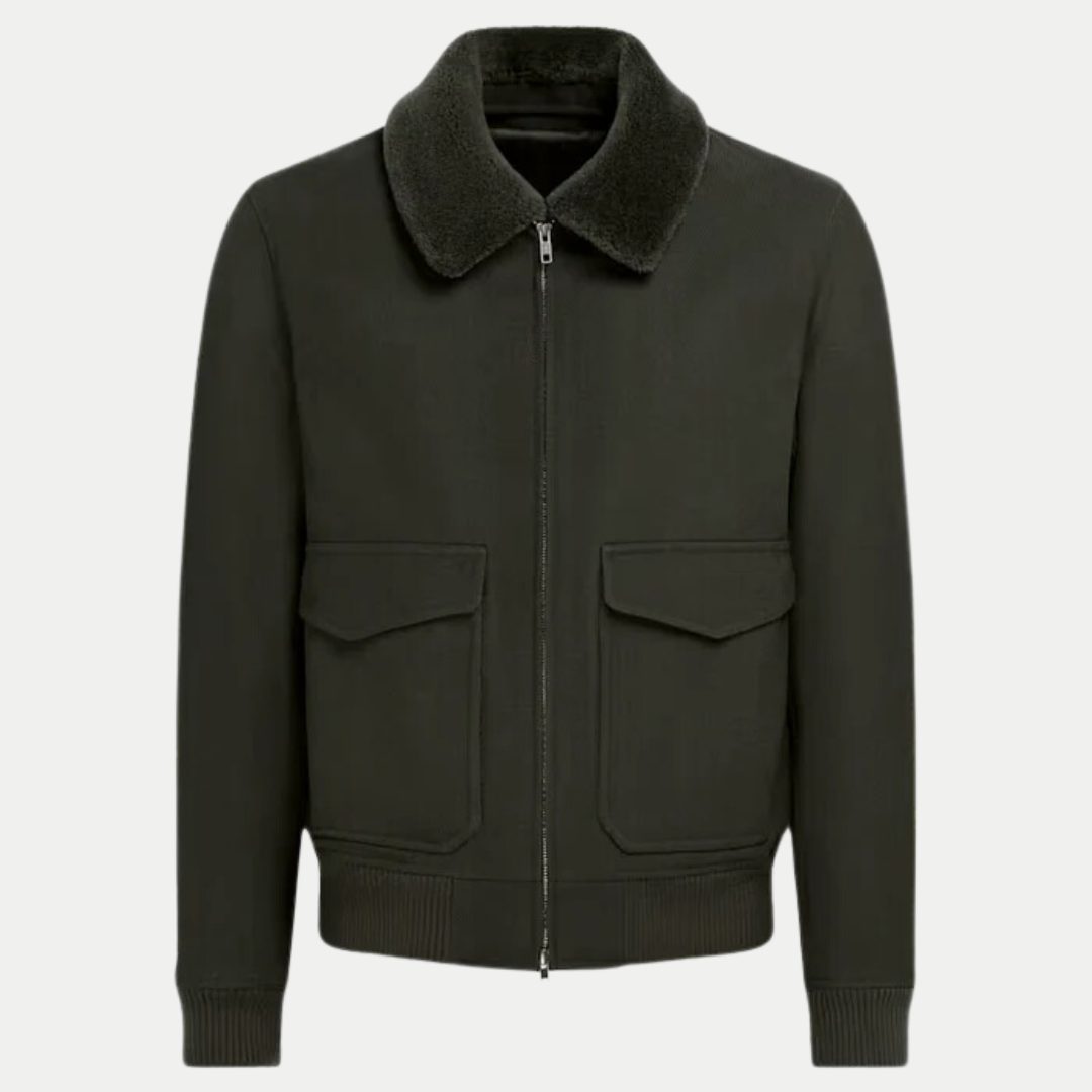 Veste bombardier d'hiver chaude pour hommes, vert militaire - image 2