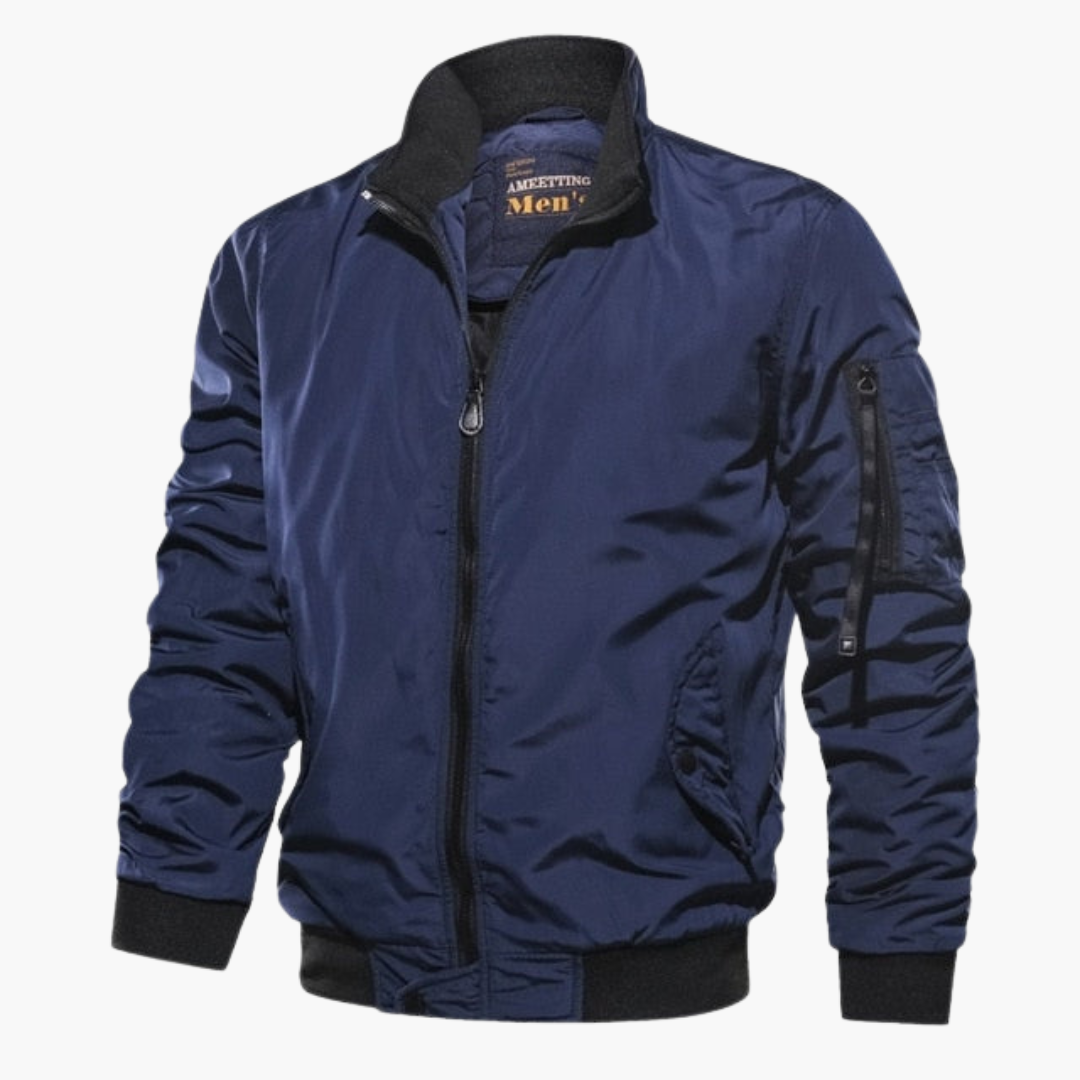 Veste Bomber Homme à Col Montant – Manteau Décontracté Premium - Bleu