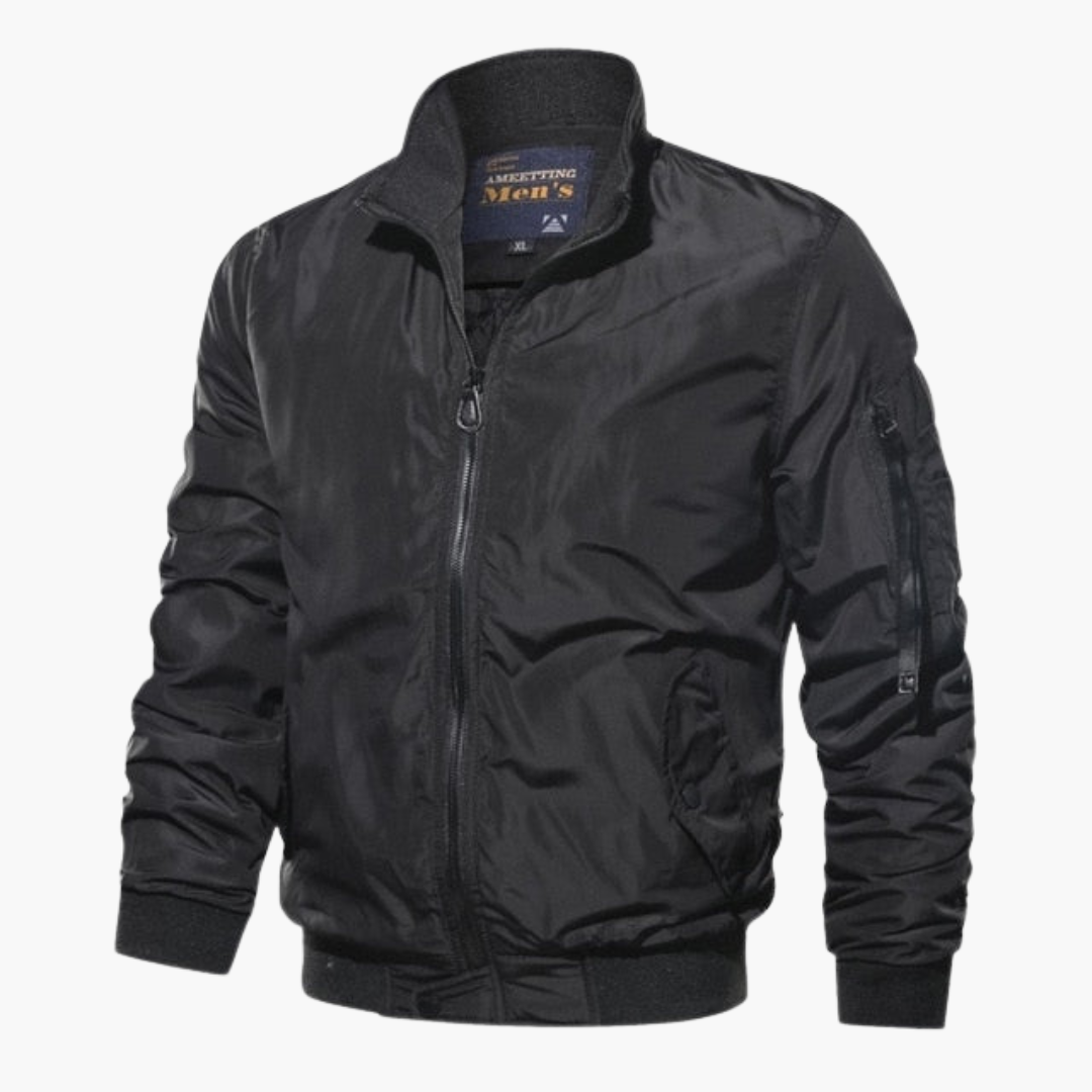 Veste Bomber Homme à Col Montant – Manteau Décontracté Premium - Noir
